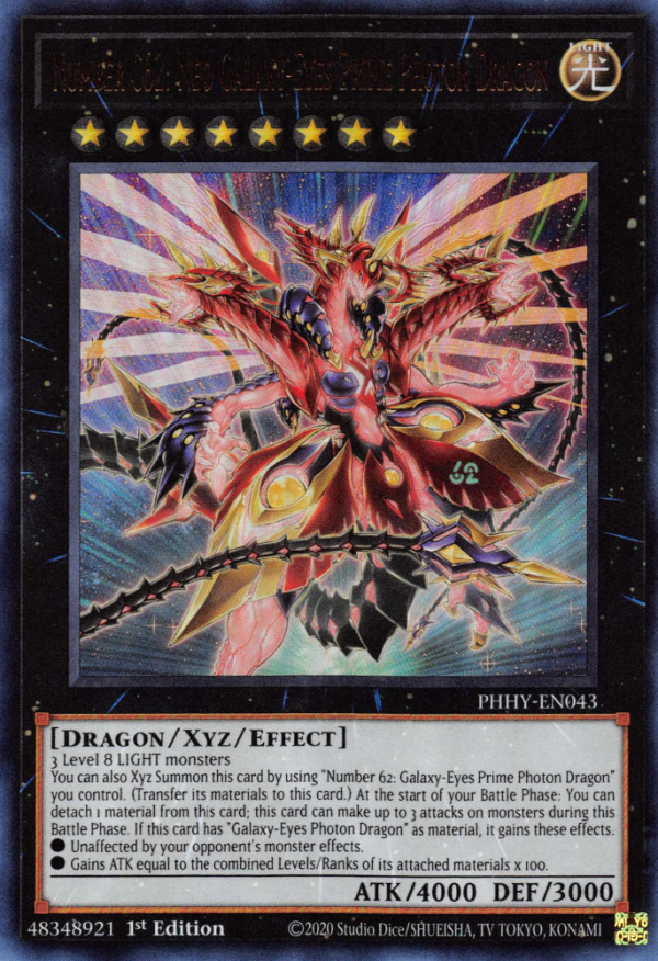 Number C62: Neo Galaxy-Eyes Prime Photon Dragon [PHHY-EN043] Ultra Rare For Sale