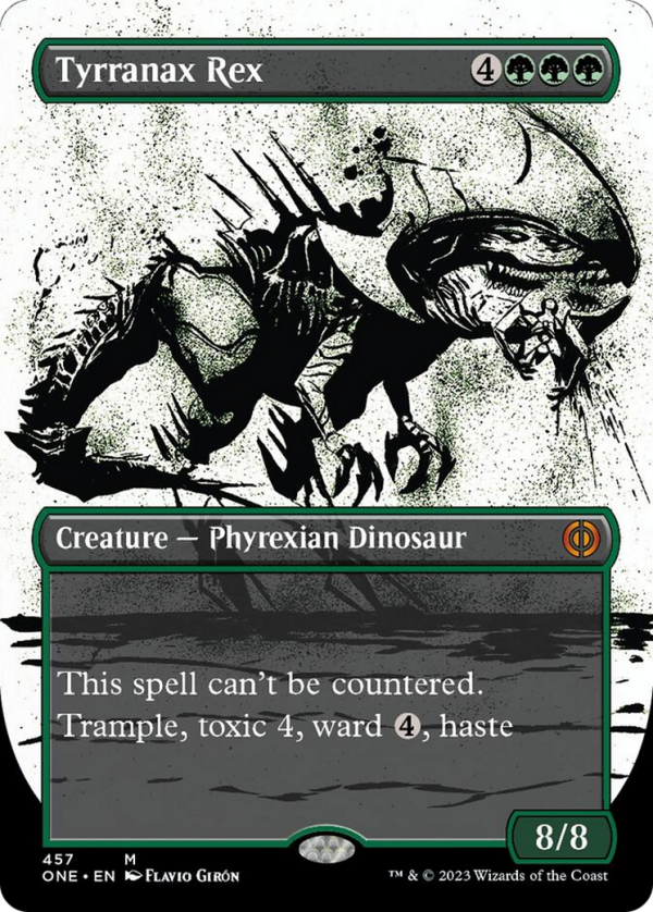 Tyrranax Rex (Borderless Ichor Step-and-Compleat Foil) [Phyrexia: All Will Be One] Online