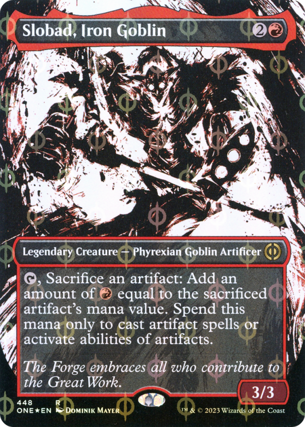 Slobad, Iron Goblin (Borderless Ichor Step-and-Compleat Foil) [Phyrexia: All Will Be One] Online Hot Sale